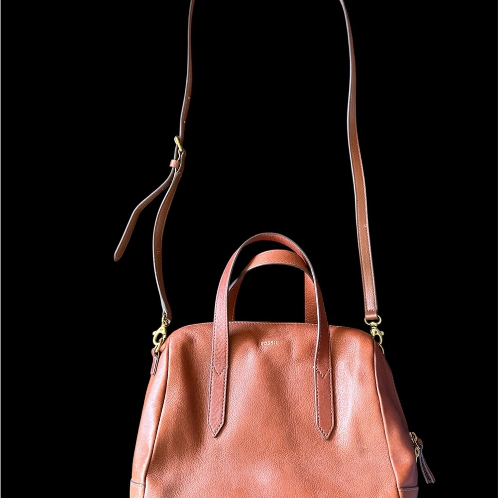 Fossil Tan Leather Crossbody Bag